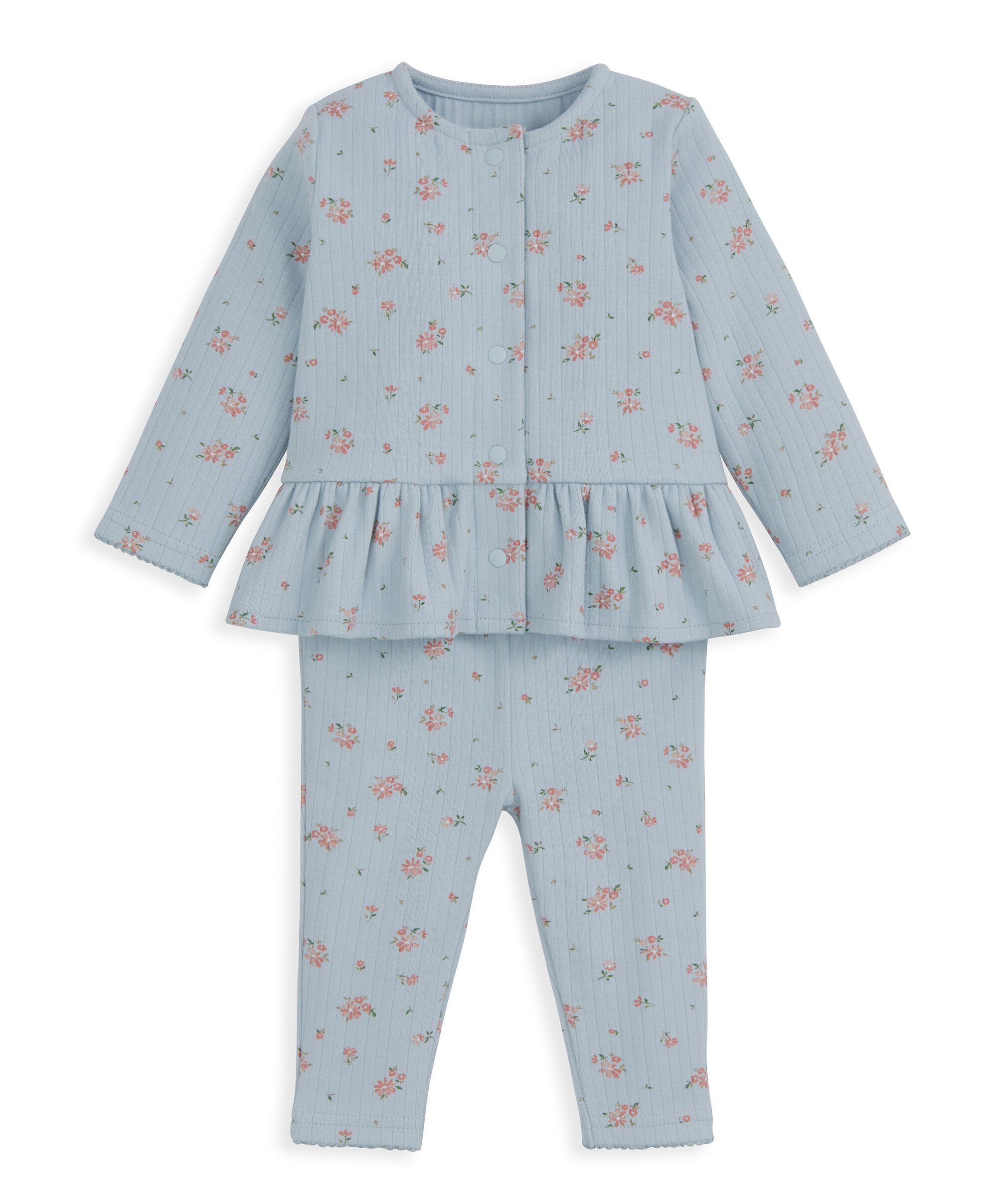 طقم بلوزة بنقشة زهور ولغينغز، قطعتين image number 2