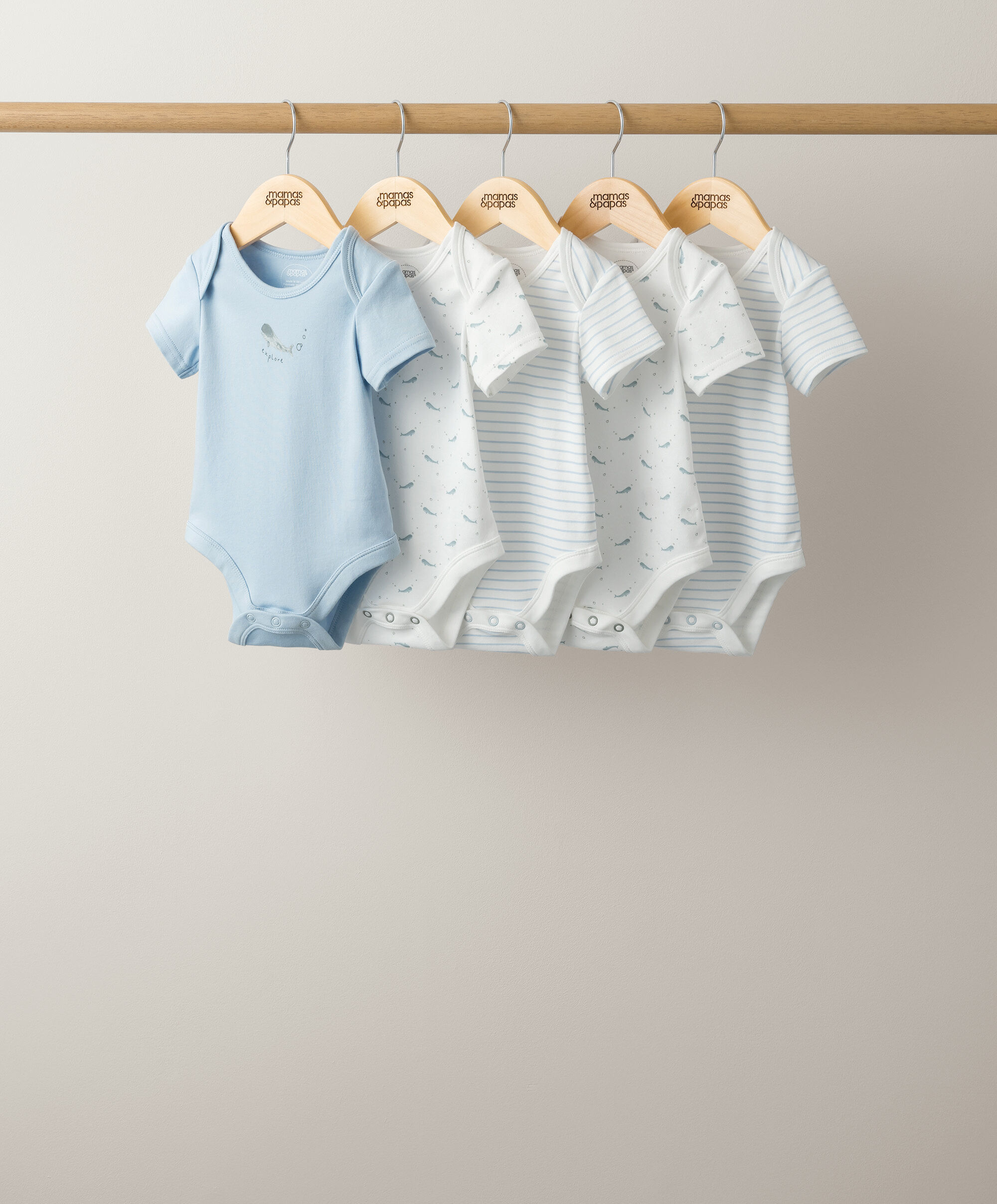 طقم لباس قطعة واحدة بطبعة حوت - 5 قطع image number 1