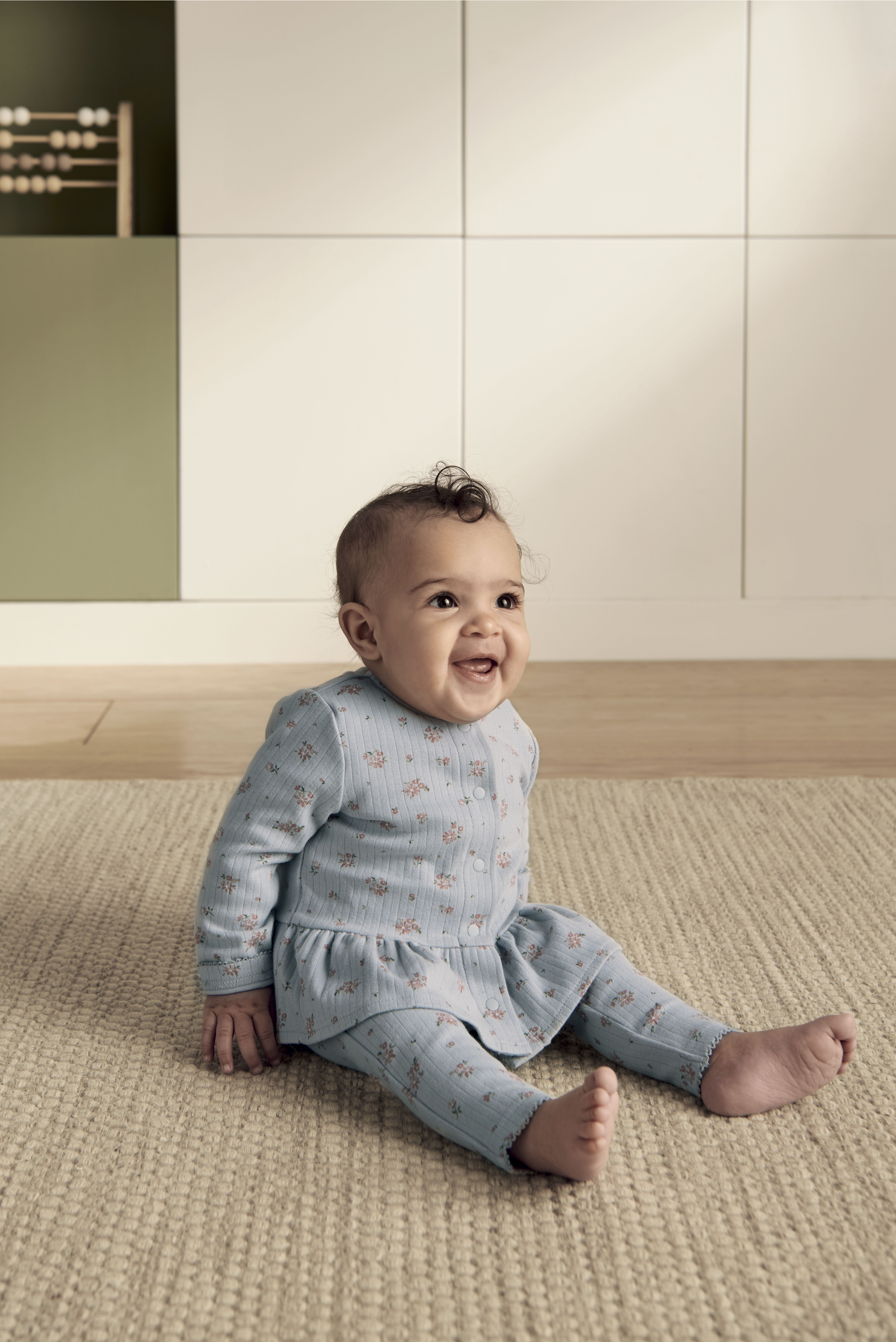 طقم بلوزة بنقشة زهور ولغينغز، قطعتين image number 1