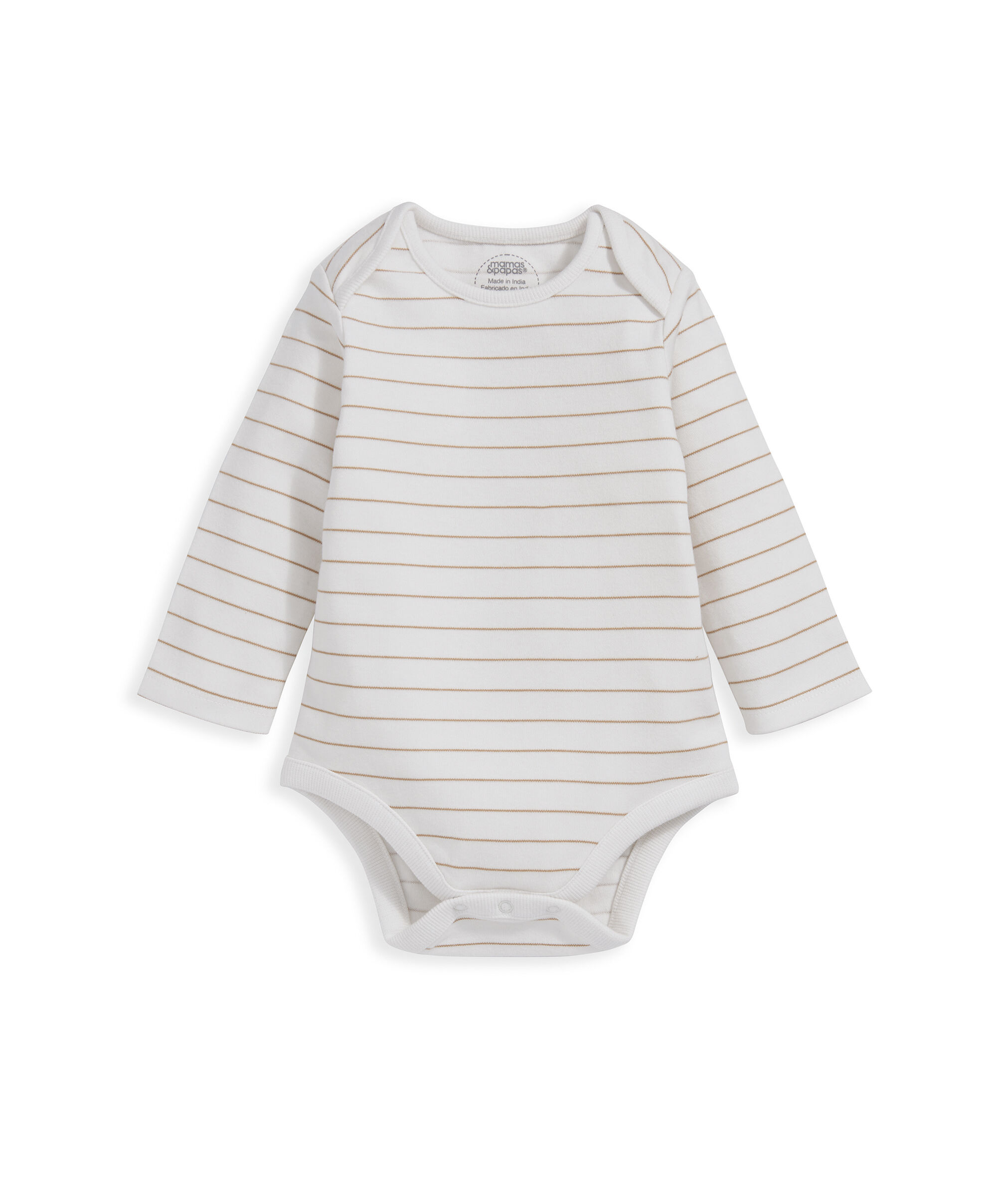 طقم لباس قطعة واحدة مخطط ودنغري - بني image number 3